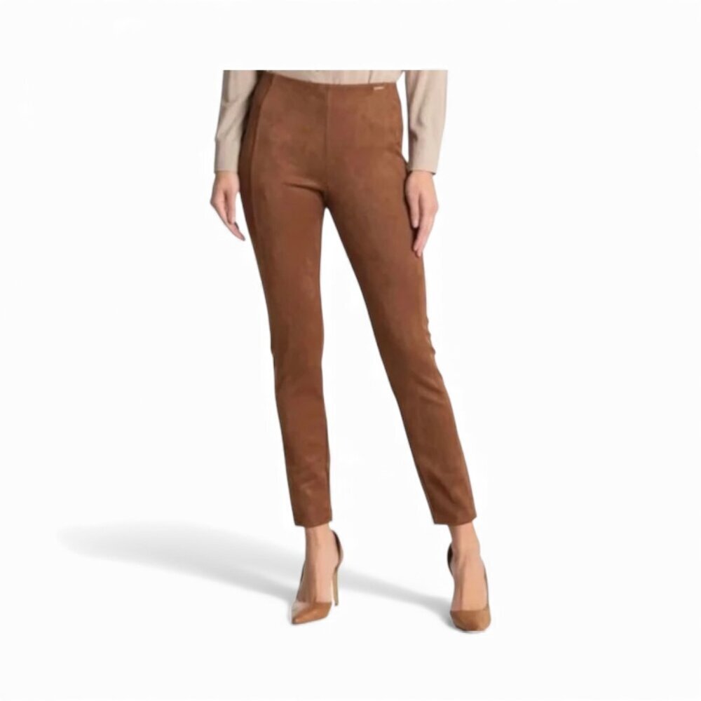T Tahari Faux Leather Suede Pull On Tummy Control Fall Pants Size M